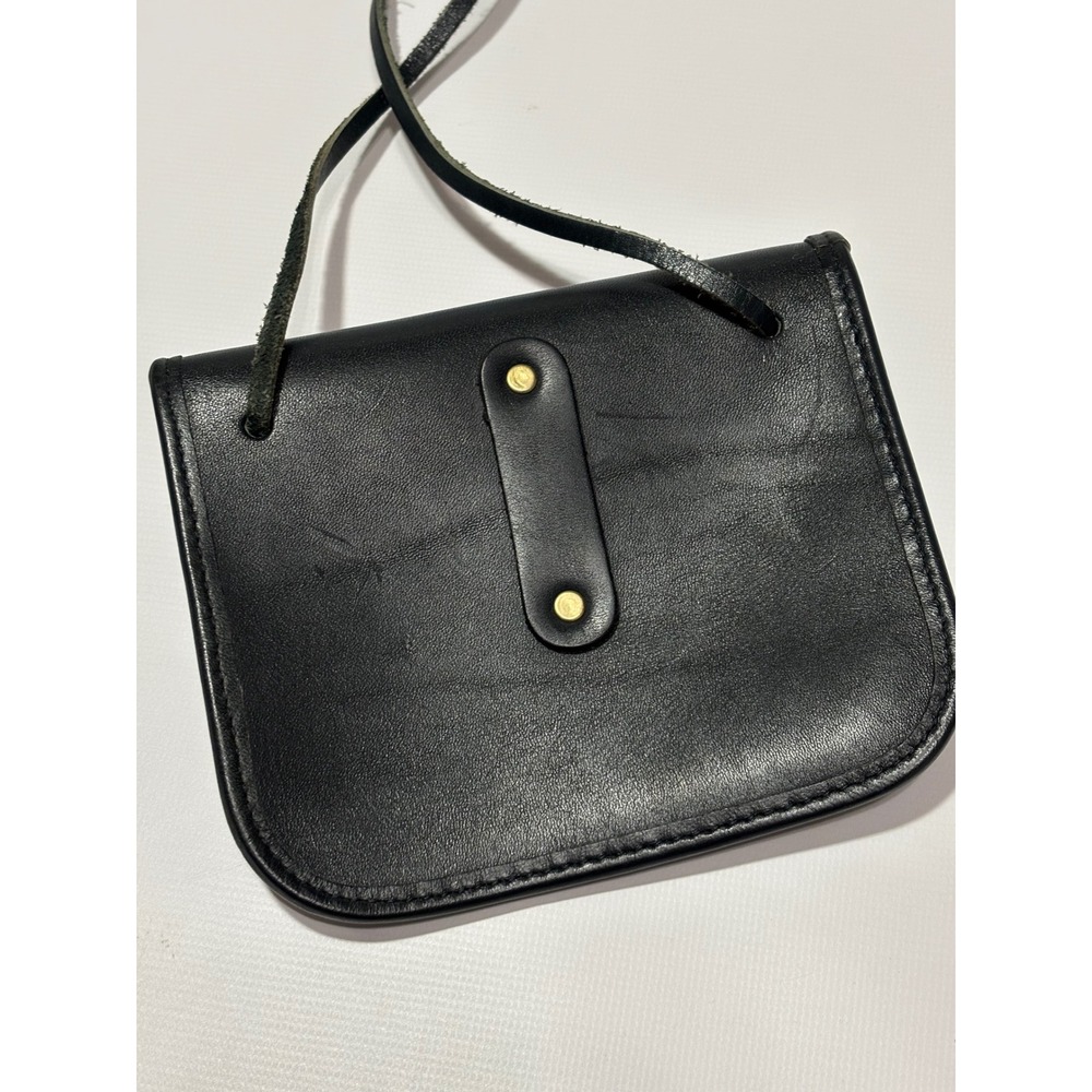 Vtg Michael Greene USA‎ Black Leather Crossbody Bag Passport Travel Minimalist - Picture 2 of 8